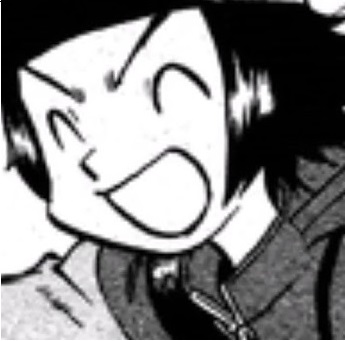 Black from the pokemon manga giving a big ol' smile